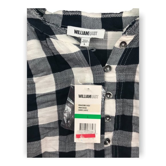 ^ William Rast Large Plaid Half Button Down Boho Pocket Long Sleeve Shirt NWT - Picture 3 of 4